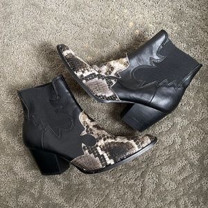 Snakeskin Pointed Toe Booties
